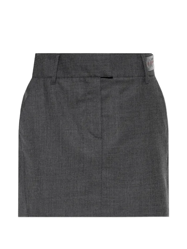 Off-White Industrial Logo-patch Pleated Mini Skirt in Grey