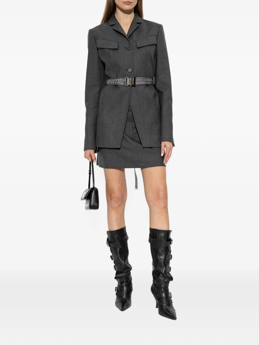 Off-White Mini-plooirok met logopatch Grijs