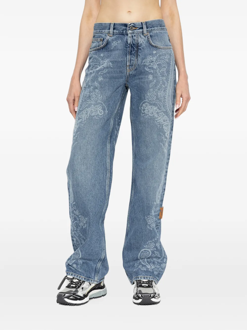 Off-White Jeans met paisley-print Blauw