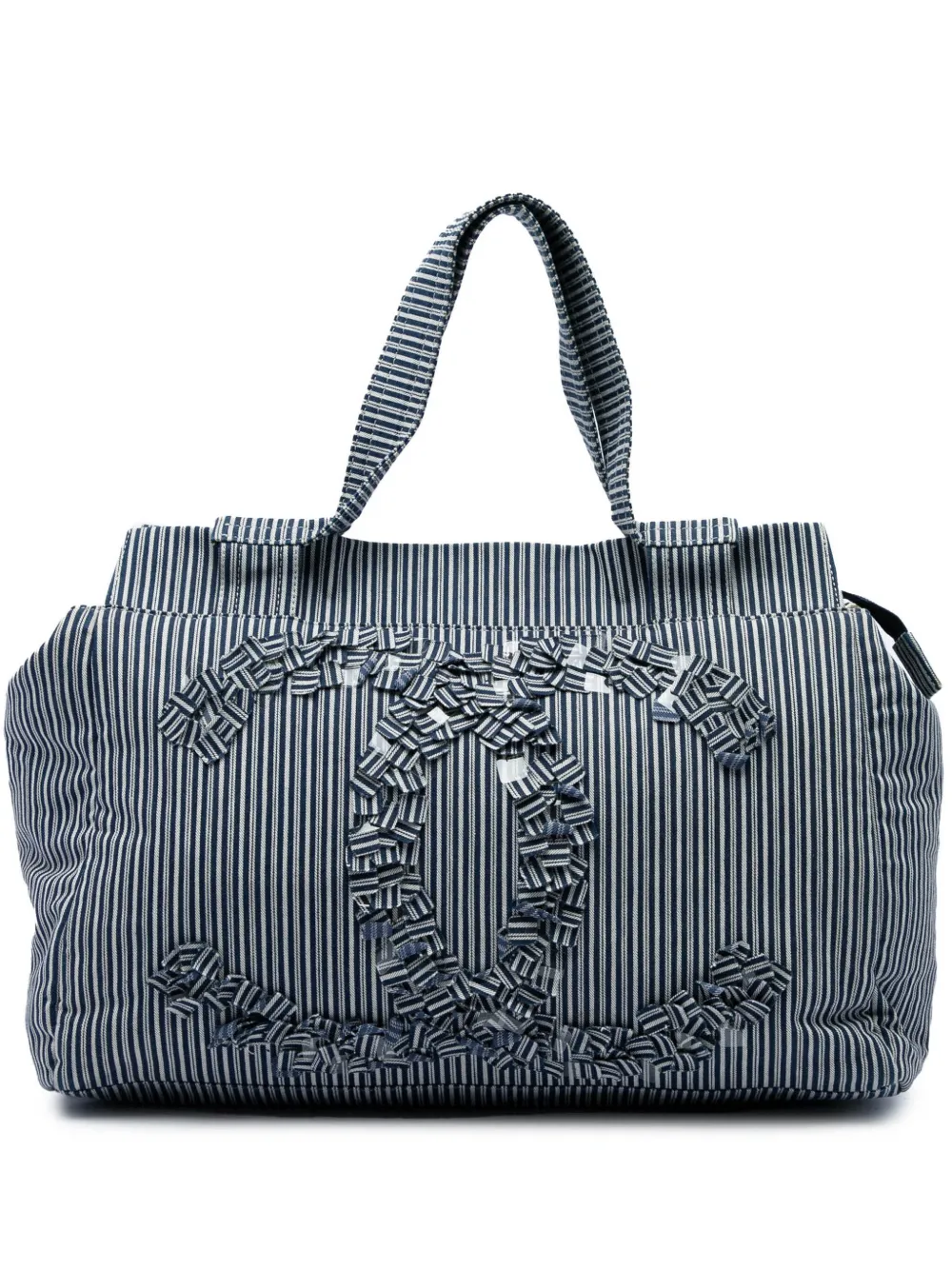 CHANEL Pre-Owned 2006-2008 CC Striped Canvas Shopper tote bag - Blu