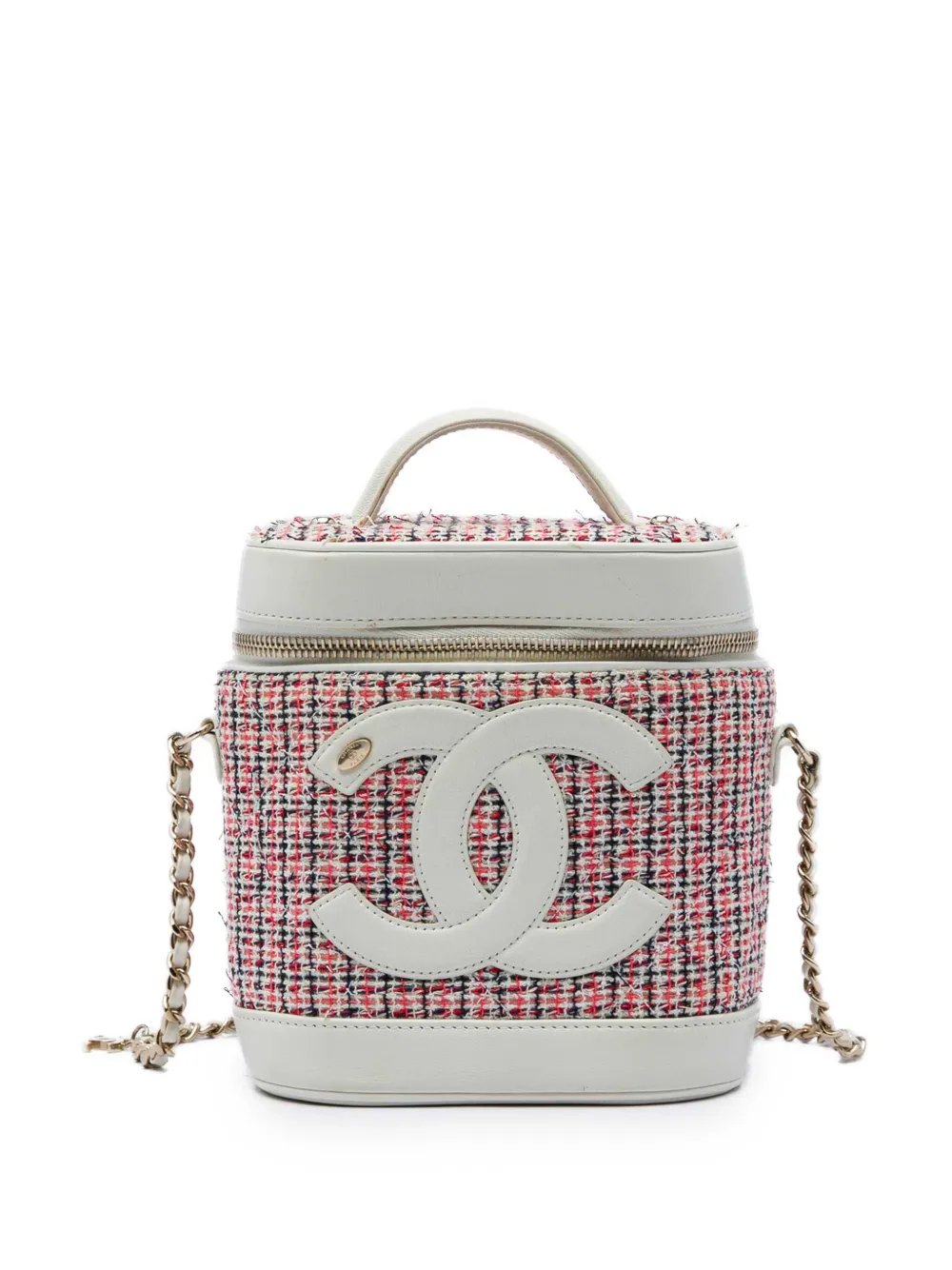 CHANEL Pre-Owned 2019 Tweed and Lambskin CC Vanity Case satchel - Rosso