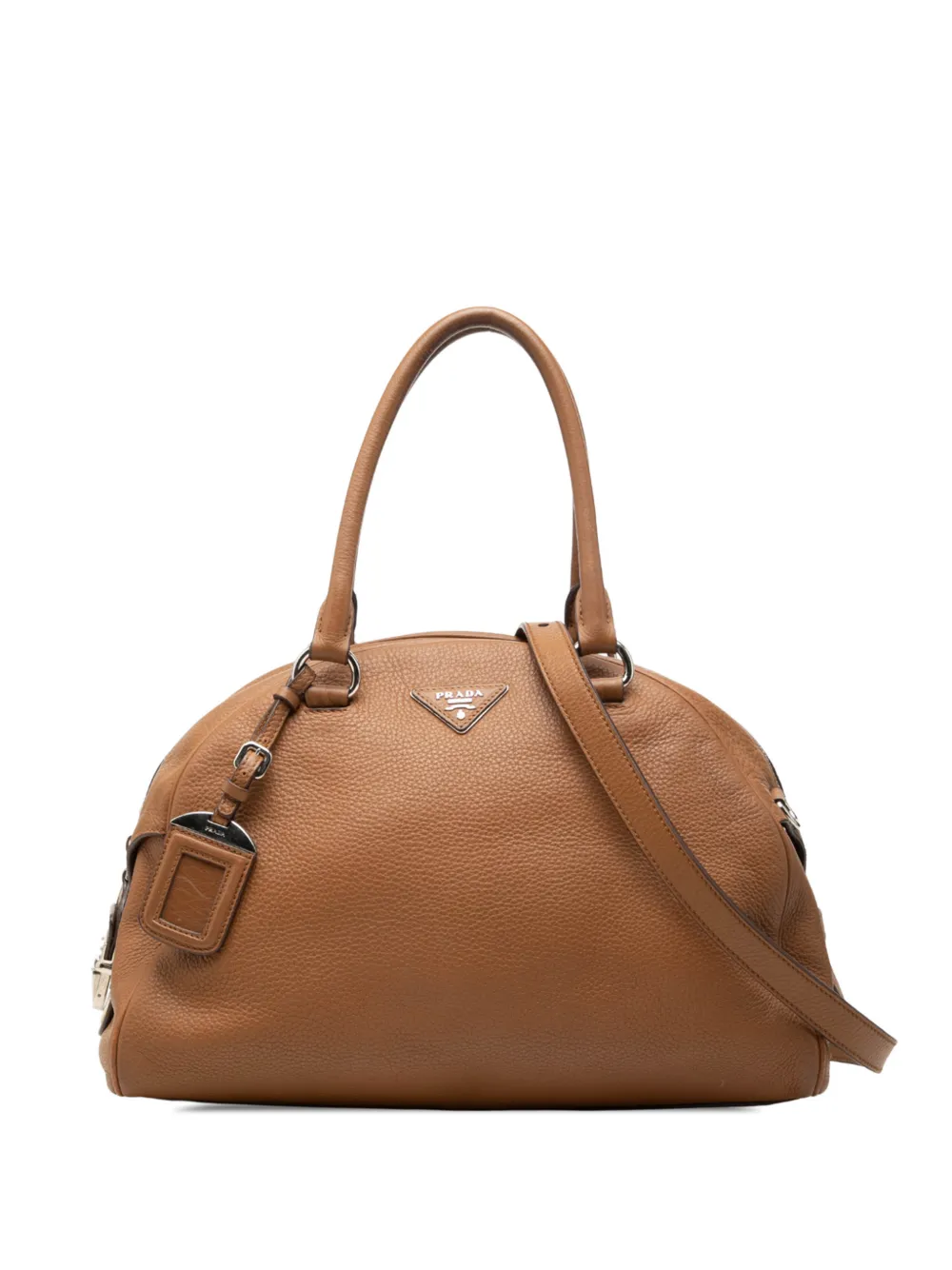 Prada Pre-Owned 2010-2017 Vitello Daino Dome Convertible Bowling Bag satchel - Marrone