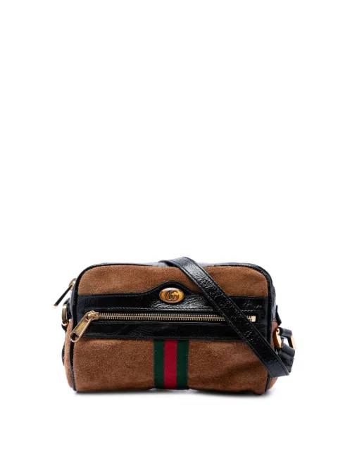 Gucci Pre-Owned mini Web Ophidia crossbody-taske i ruskind fra 2016-2026