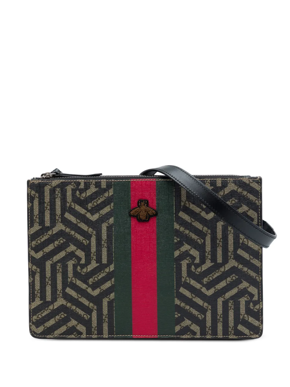 Gucci Pre-Owned 2016-2026 GG Supreme Caleido Web Bee crossbody bag - Toni neutri