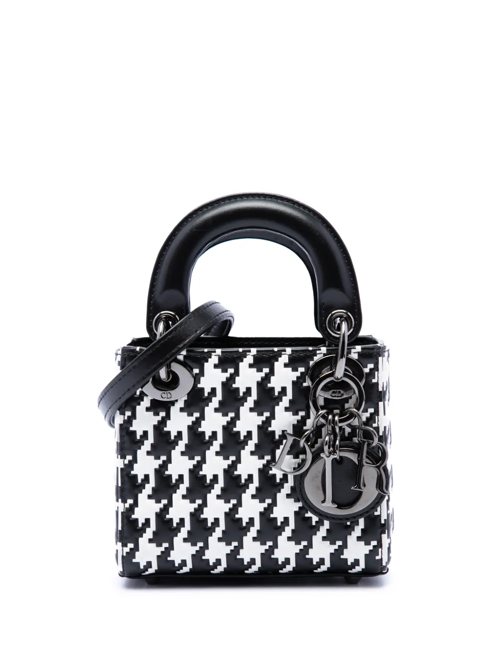 Christian Dior Pre-Owned 2022 Micro Lady Dior Satchel-Tasche mit Hahnentrittmuster - Schwarz