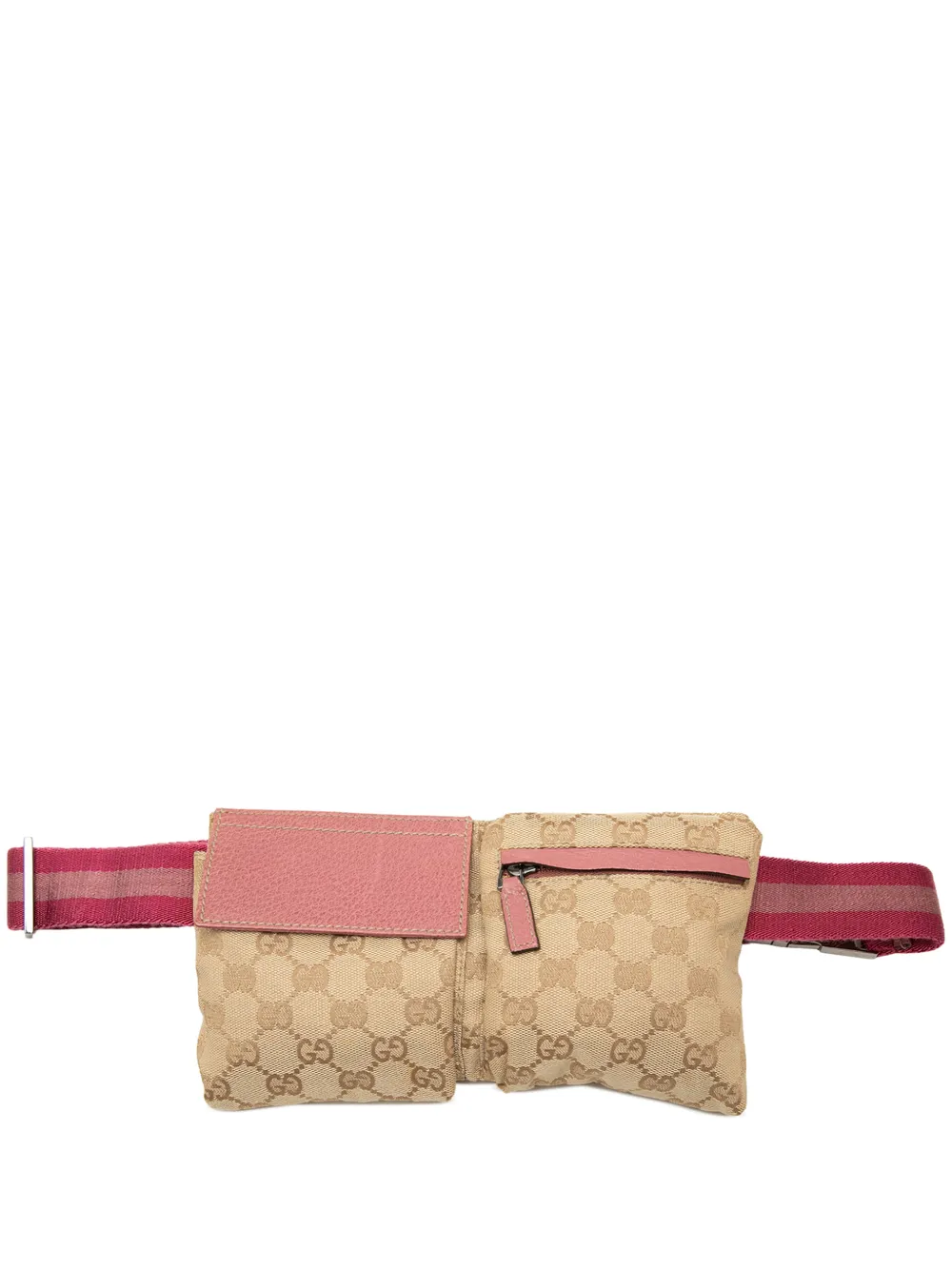 Gucci Pre-Owned 2000-2015 GG Canvas Web Double Pocket belt bag - Toni neutri