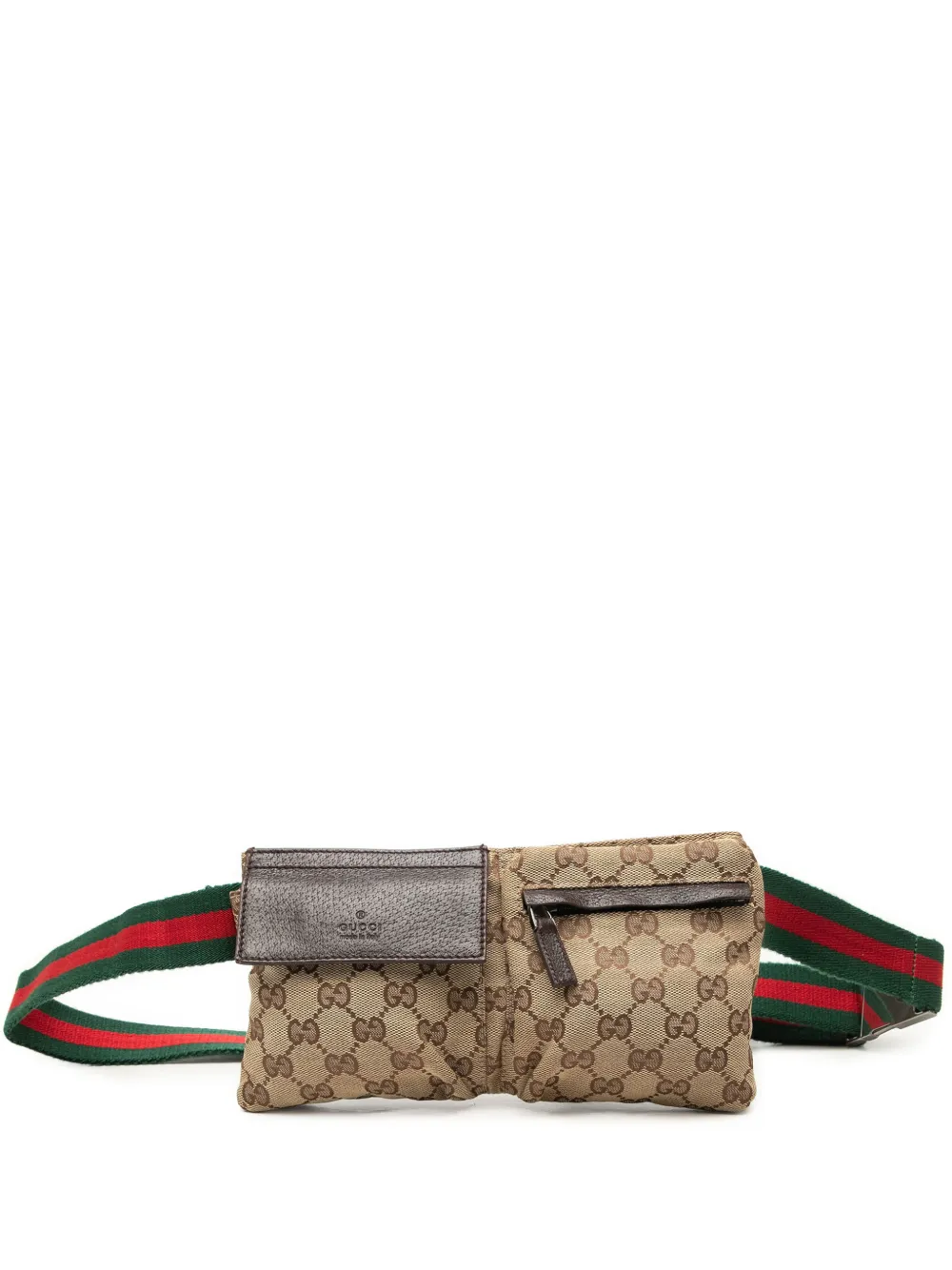 Gucci Pre-Owned 2000-2015 GG Canvas Web Double Pocket belt bag - Toni neutri