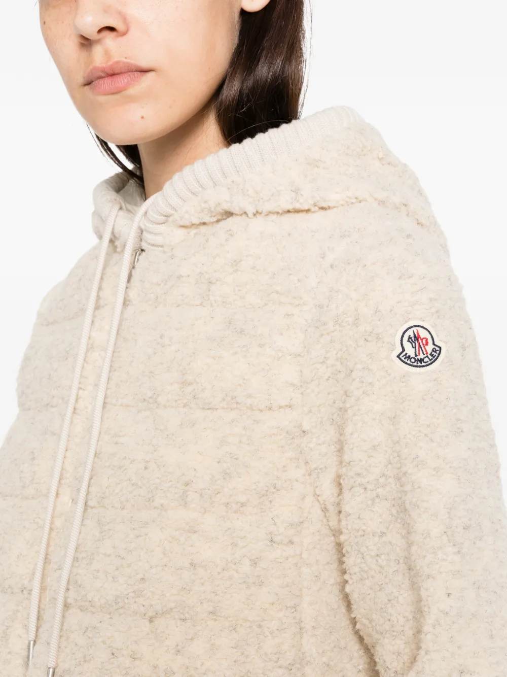 Moncler Gewatteerd donsjack met fleecetextuur Beige