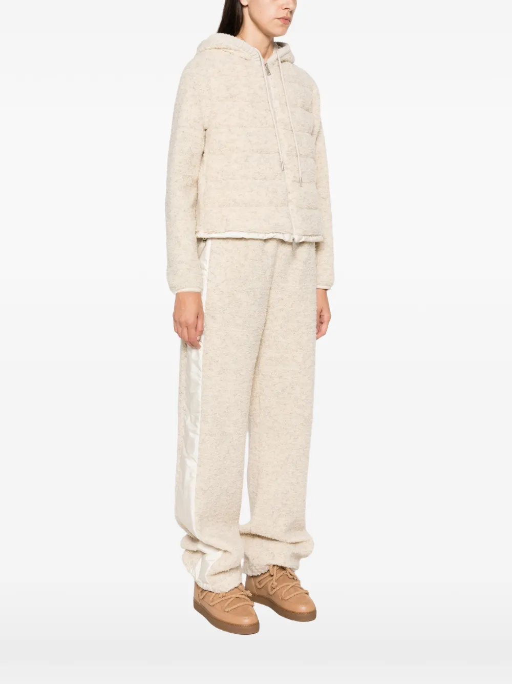 Moncler Gewatteerd donsjack met fleecetextuur Beige