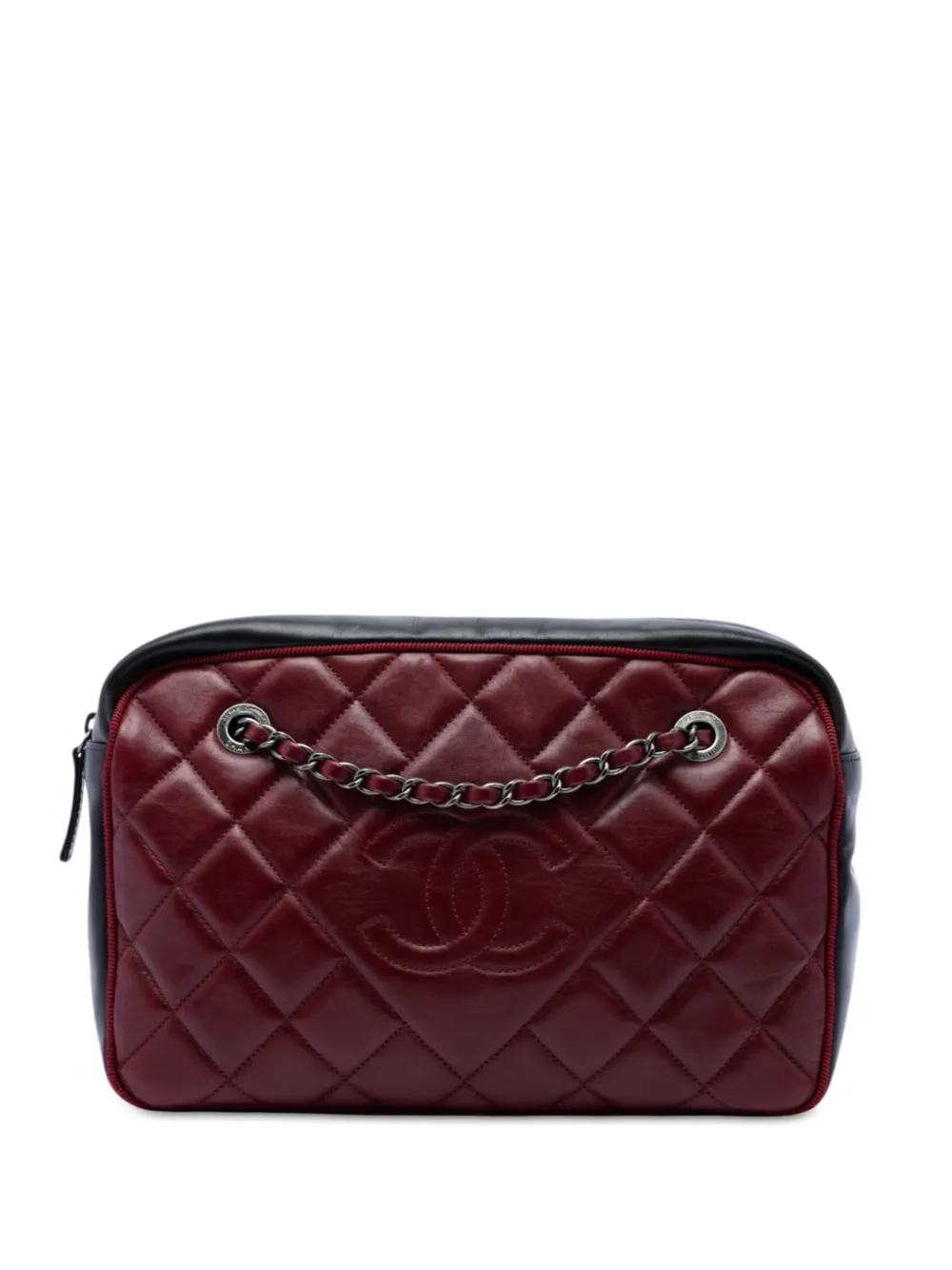 CHANEL Pre-Owned grande sacoche à bandoulière bicolore Ballerine en cuir de veau matelassé en losanges à logo CC (2015-2016) - Rouge CHANEL Pre-Owned grande sacoche à bandoulière bicolore Ballerine en cuir de veau matelassé en losanges à logo CC (2015-2016) - Rouge