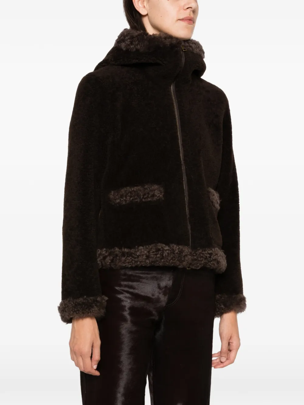 Moncler Jack met lammy afwerking Bruin