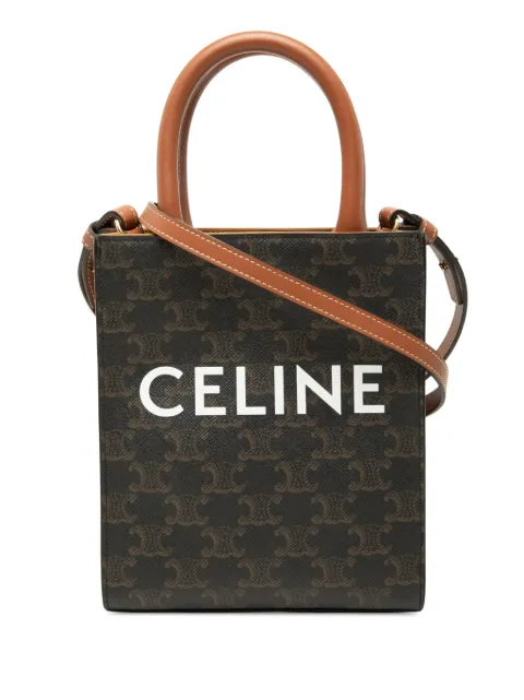 Celine Pre-Owned 2022 Mini Triomphe Coated Canvas Vertical Cabas satchel