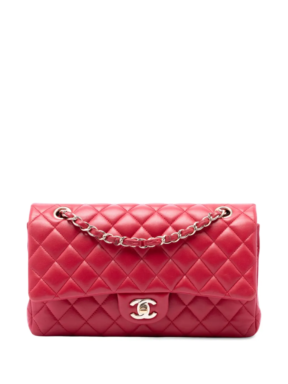 CHANEL Pre-Owned 2016-2017 Medium Classic Lambskin Double Flap shoulder bag - Rosso