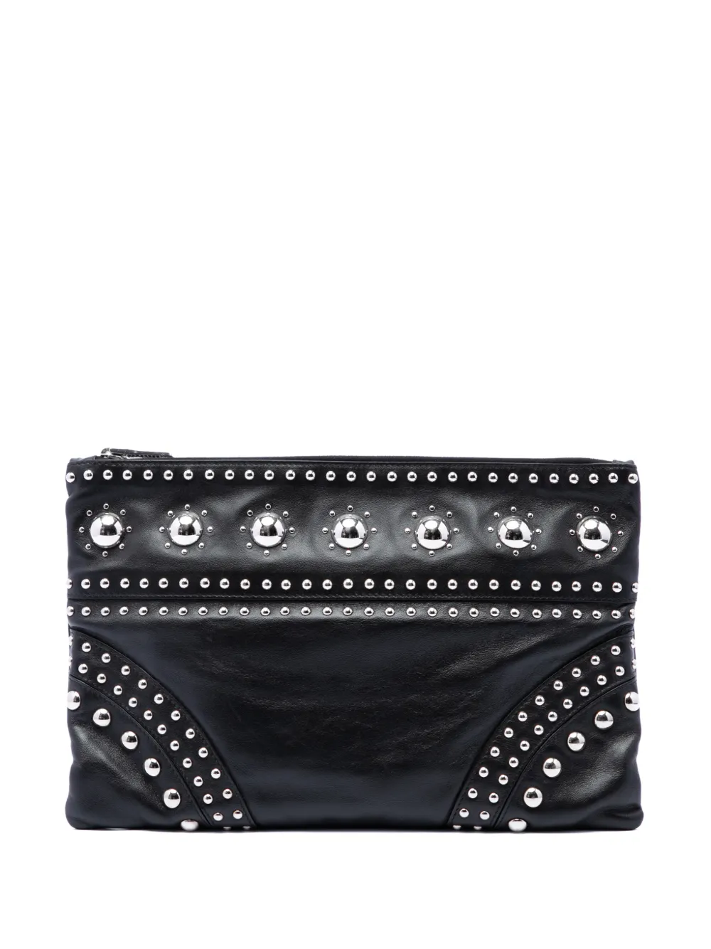 Prada Pre-Owned 2015-2026 Studded Calfskin clutch bag - Nero