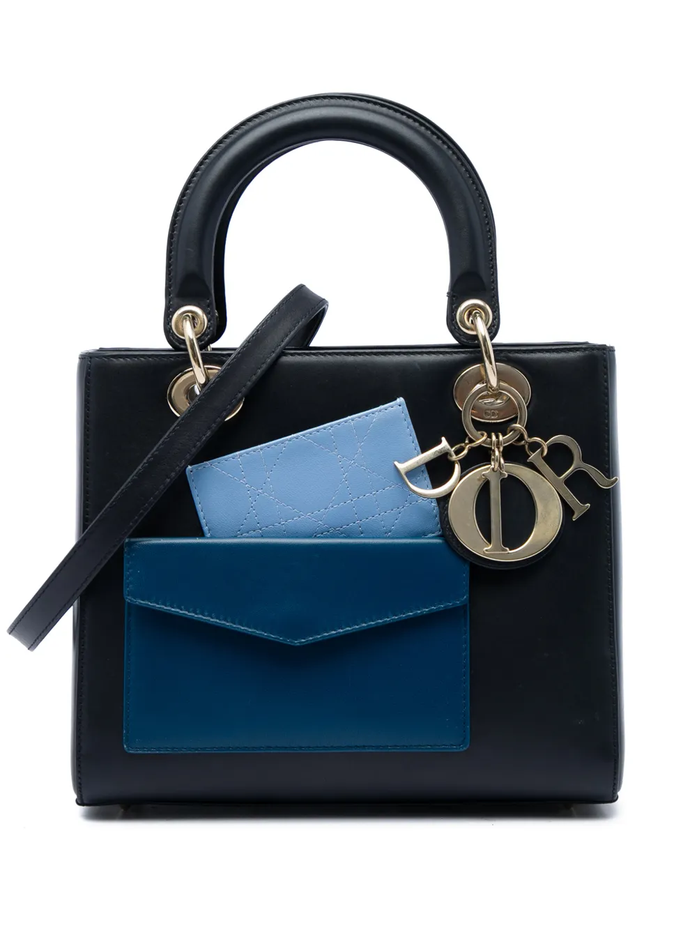 Christian Dior Pre-Owned 2014 mittelgroße Lady Dior Satchel-Tasche aus Kalbsleder - Schwarz