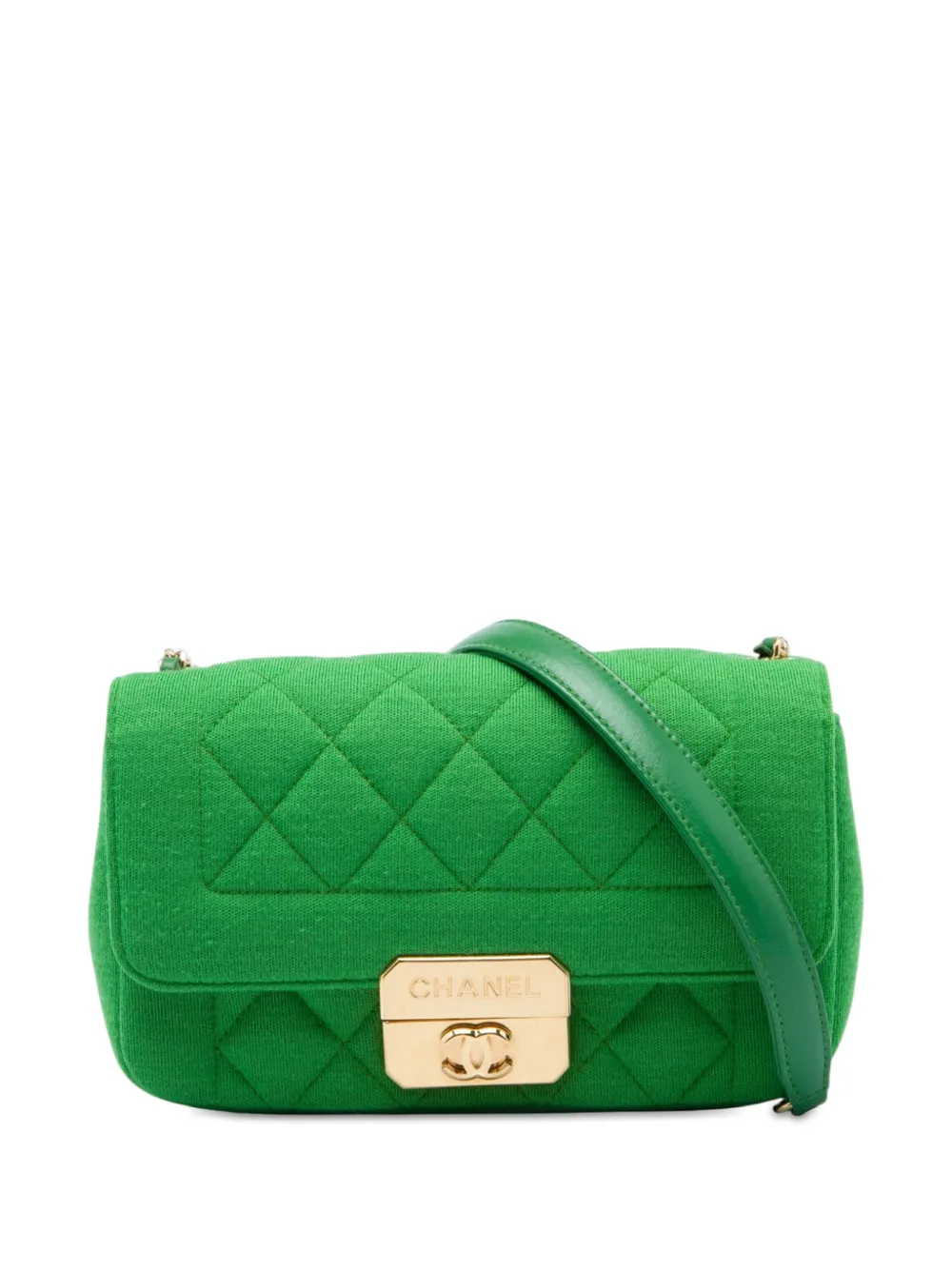 CHANEL Pre-Owned 2014 Mini Jersey Chic With Me Flap crossbody bag - Verde