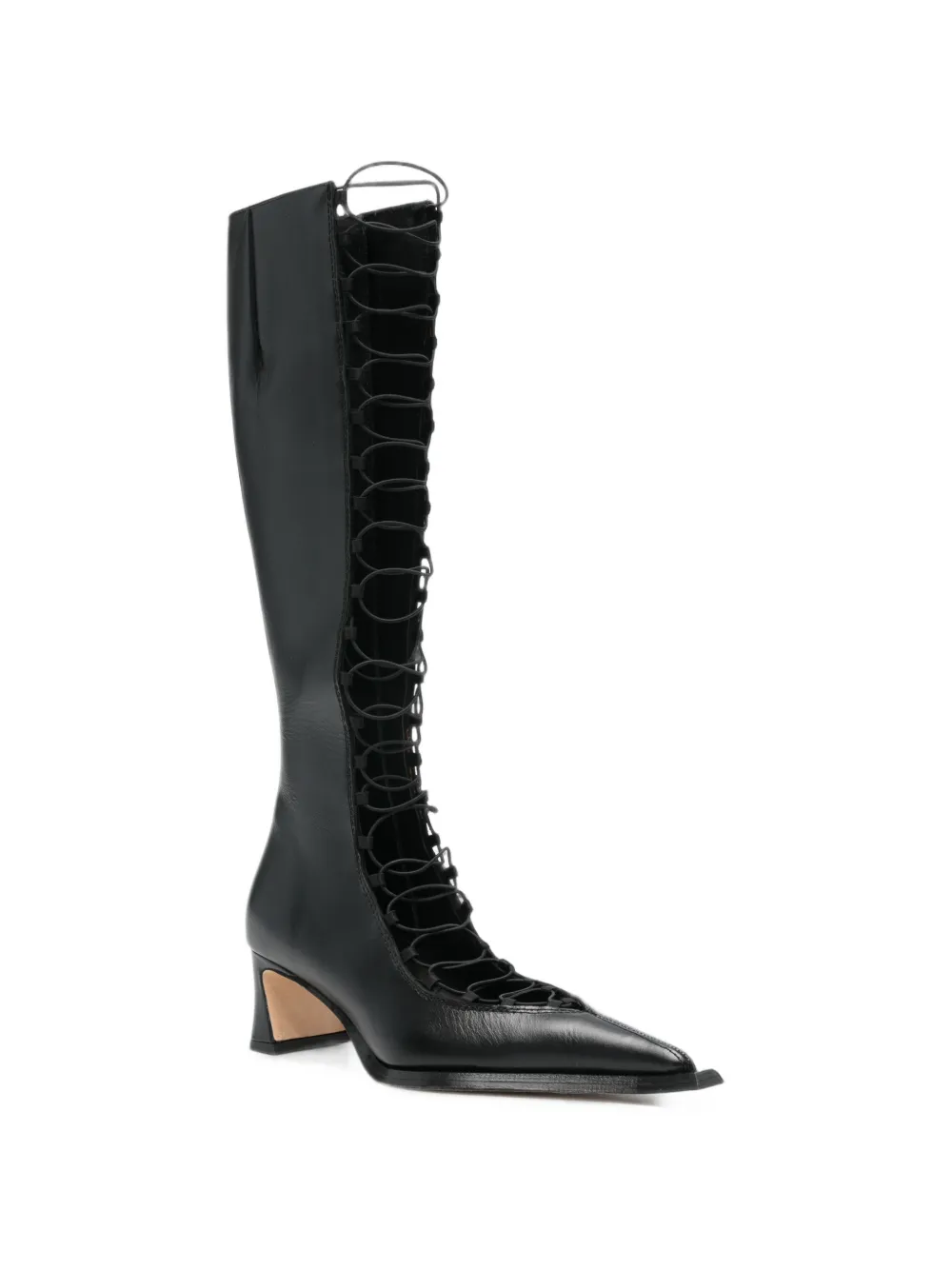 Miista Melinda lace-up pointed-toe boots Zwart