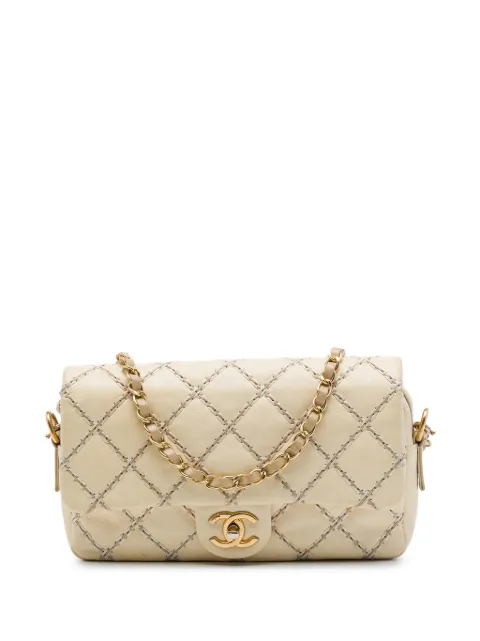 CHANEL Pre-Owned 2014 CC Quilted Calfskin Wild Stitch Flap crossbody bag