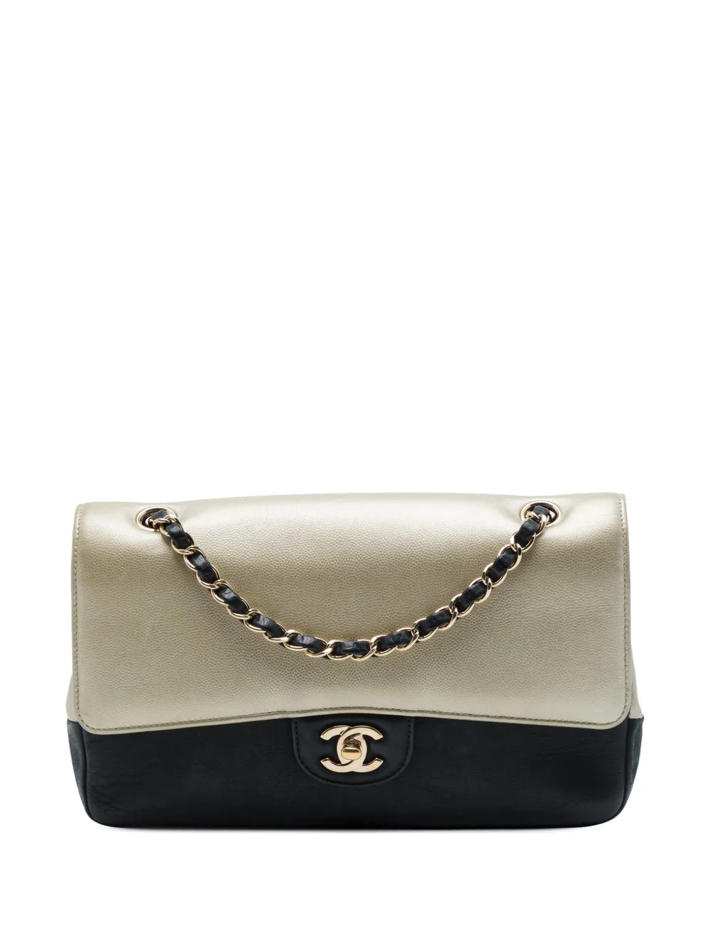 CHANEL Pre-Owned 2016-2017 Medium Classic Bicolor Caviar and Iridescent Calfskin Double Flap shoulder bag - Oro