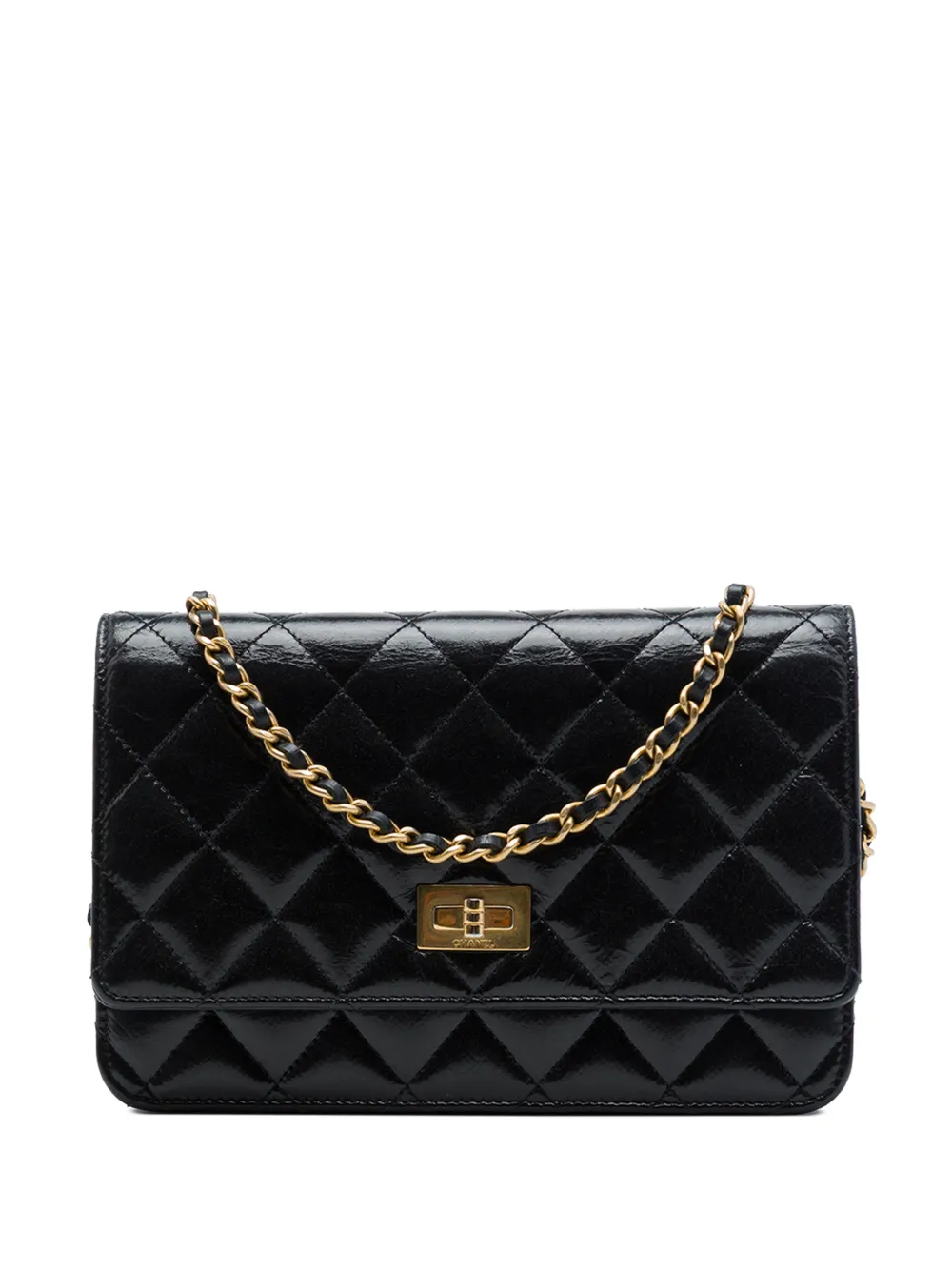 CHANEL Pre-Owned 2014-2015 Quilted Aged Calfskin Reissue 2.55 Wallet on Chain crossbody bag - Nero