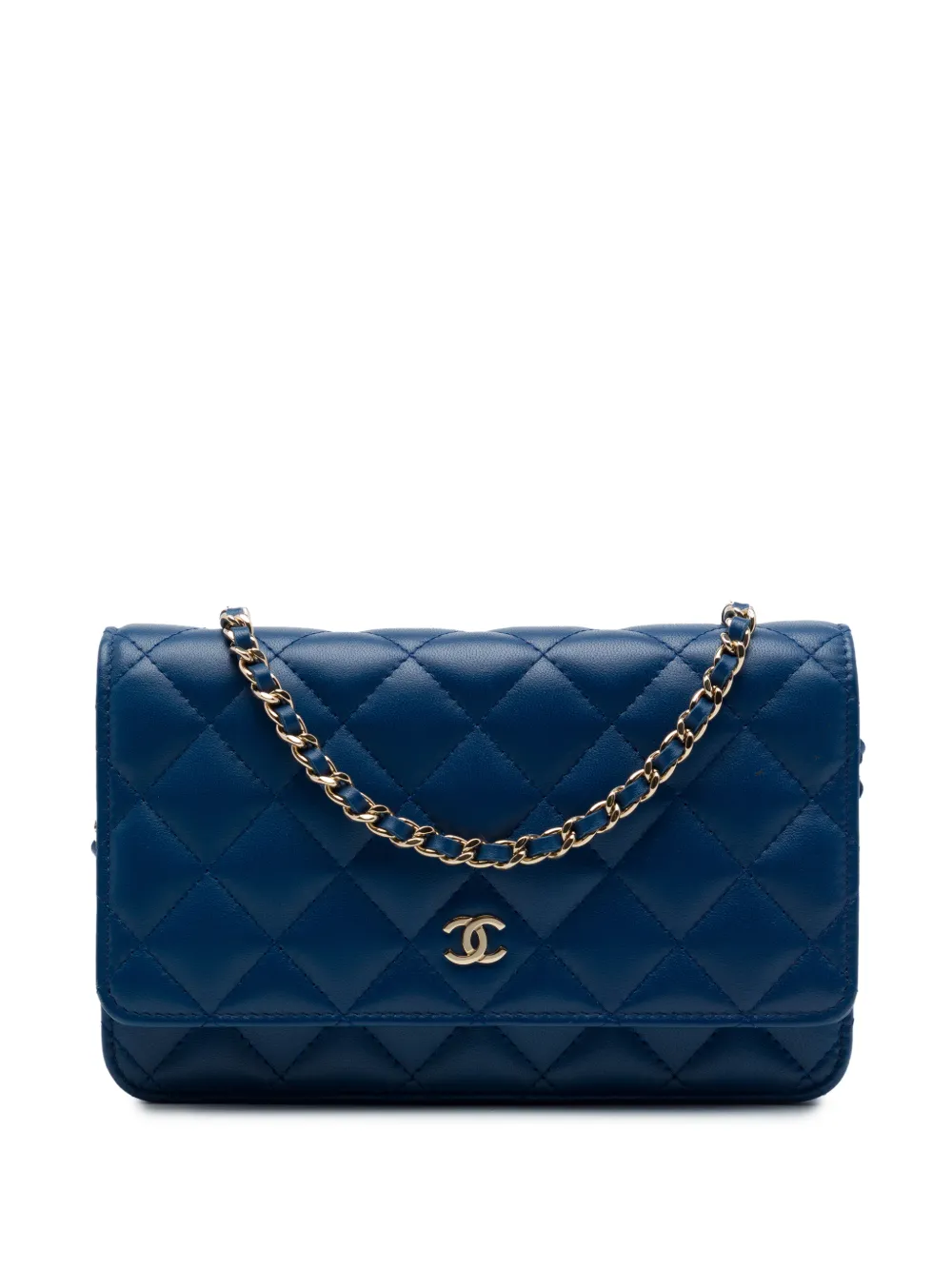 CHANEL Pre-Owned 2017-2018 CC Quilted Lambskin Wallet On Chain crossbody bag - Blu