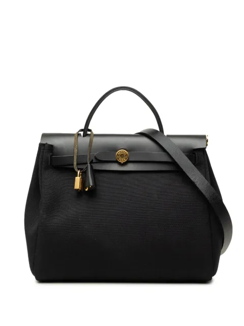 Hermès Pre-Owned bolsa satchel Herbag Zip 31 de piel Vache Hunter y Military Toile 2022