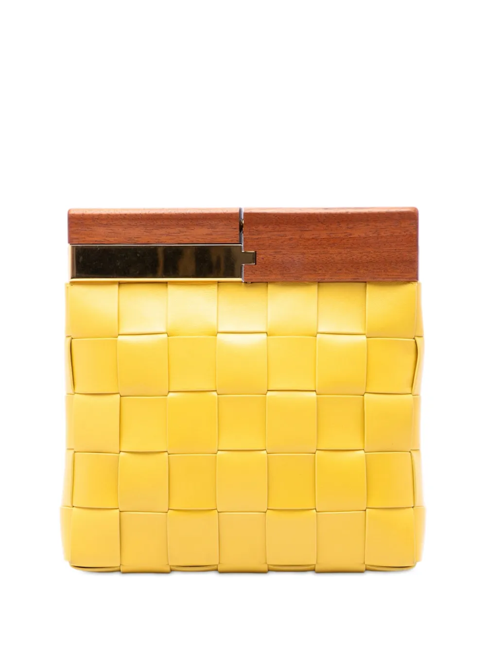 Bottega Veneta Pre-Owned 2012-2026 Lambskin Maxi Intrecciato The Snap clutch bag - Giallo