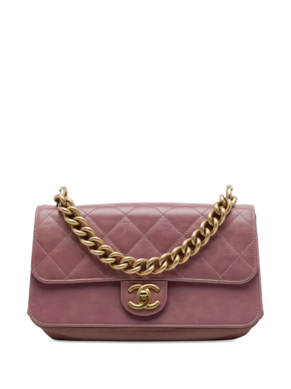 Pre-owned Chanel 2017-2018 Paris Cosmopolite Small Aged Calfskin Straight Lined Flap Satchel In Pink