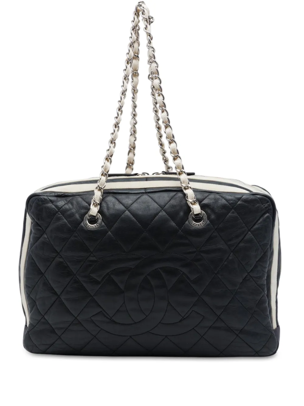 CHANEL Pre-Owned 2009-2010 Paris Venice Lido Schultertasche aus gestepptem Lammleder - Schwarz
