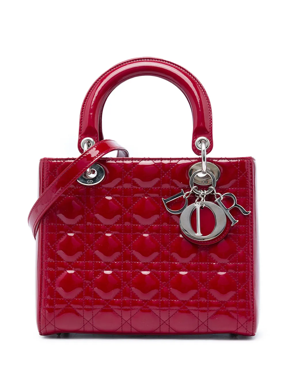 Christian Dior Pre-Owned 2014 mittelgroße Cannage Lady Dior Satchel-Tasche - Rot