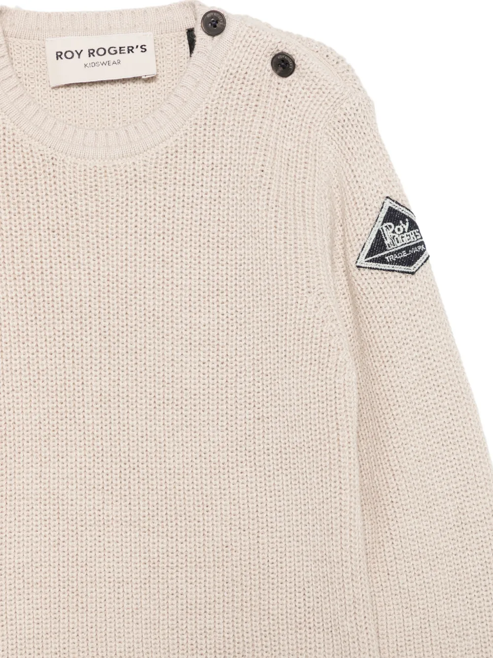 Roy Rogers Kids Trui met knoop op de schouders en logo-patch Beige