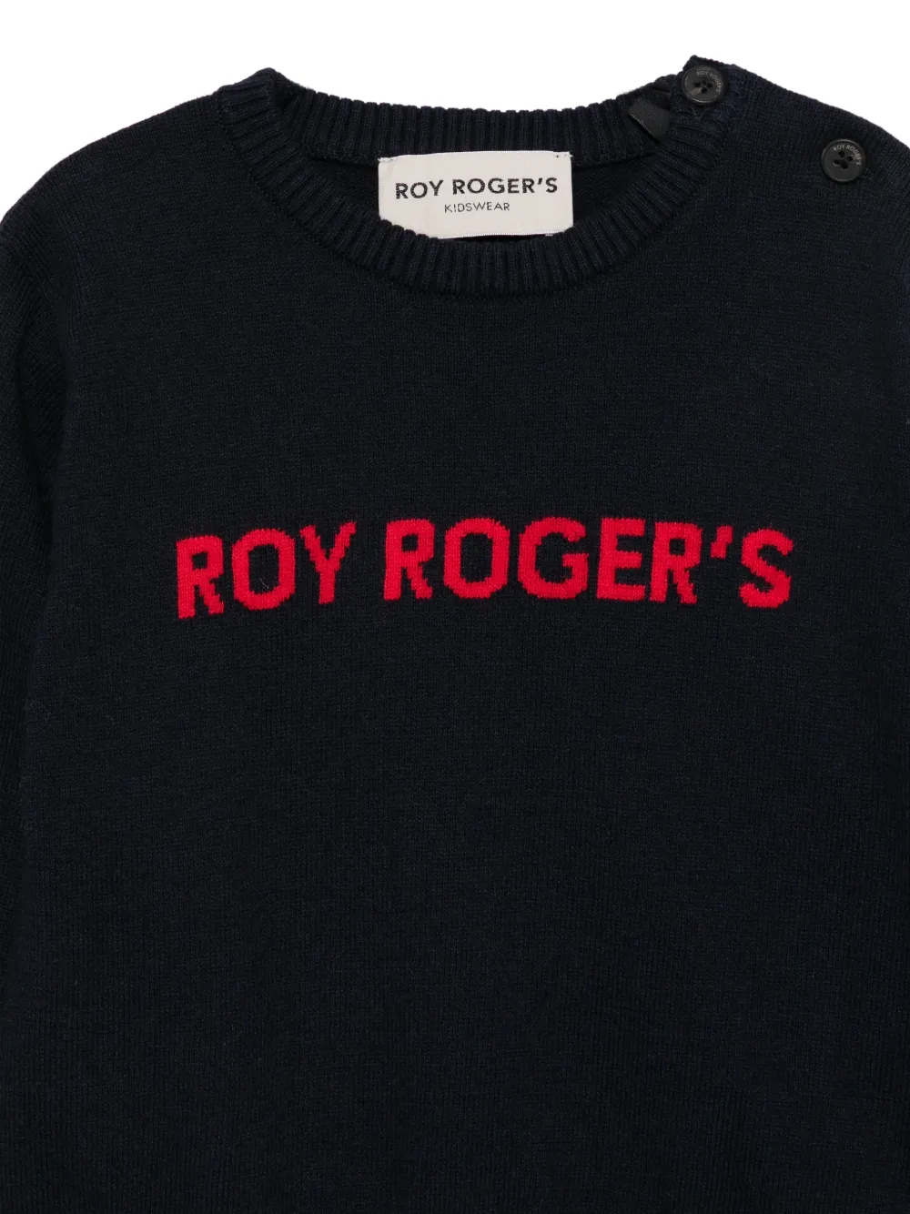 Roy Rogers Kids Trui met logo-intarsia en knoop op de schouder Blauw