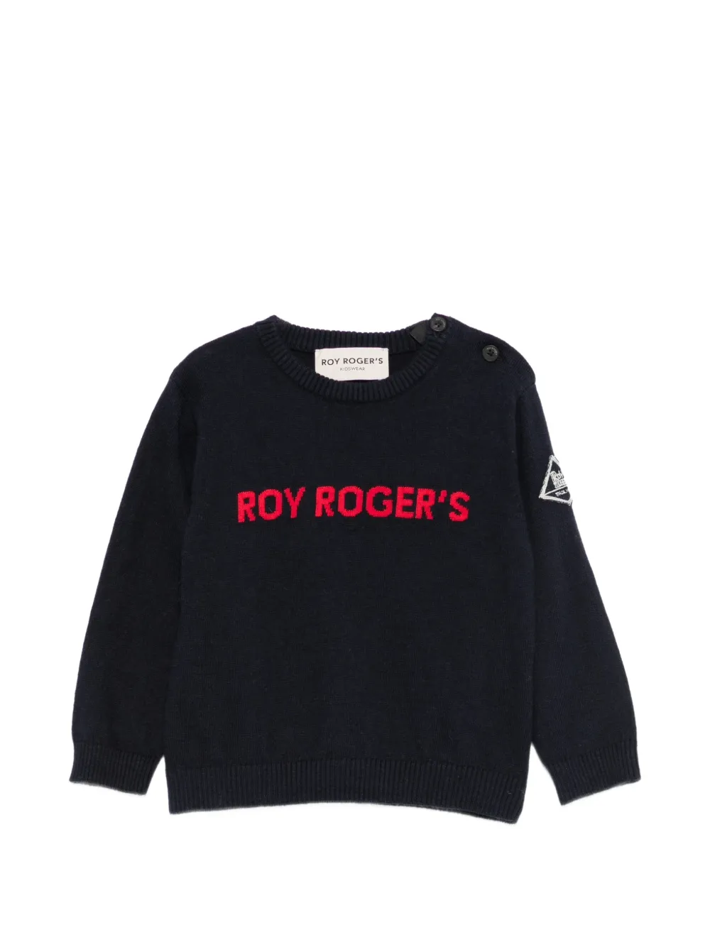 Roy Rogers Kids logo-intarsia shoulder-button sweater - Blu