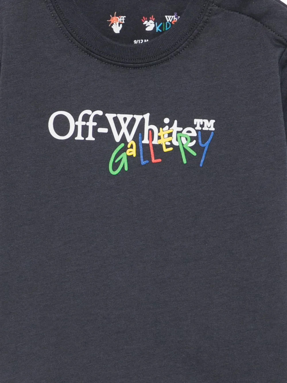 Off-White Kids Katoenen T-shirt met logoprint Blauw