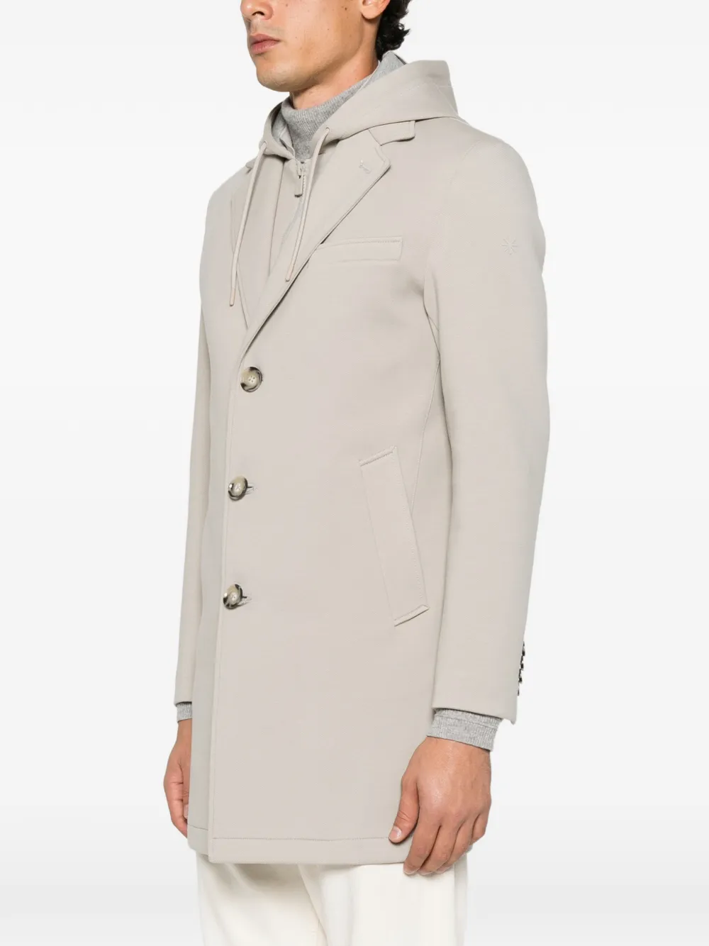Manuel Ritz hooded single-breasted coat Beige