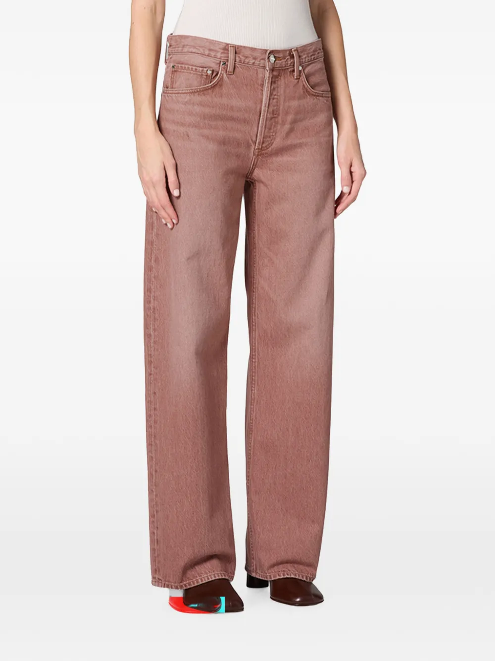 AGOLDE Jeans met wijde pijpen en gewelfd effect Rood