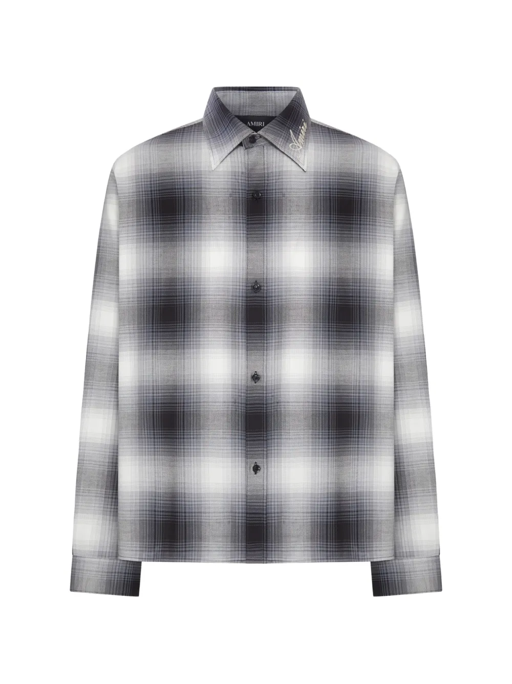 AMIRI logo-embroidered check shirt - Grigio