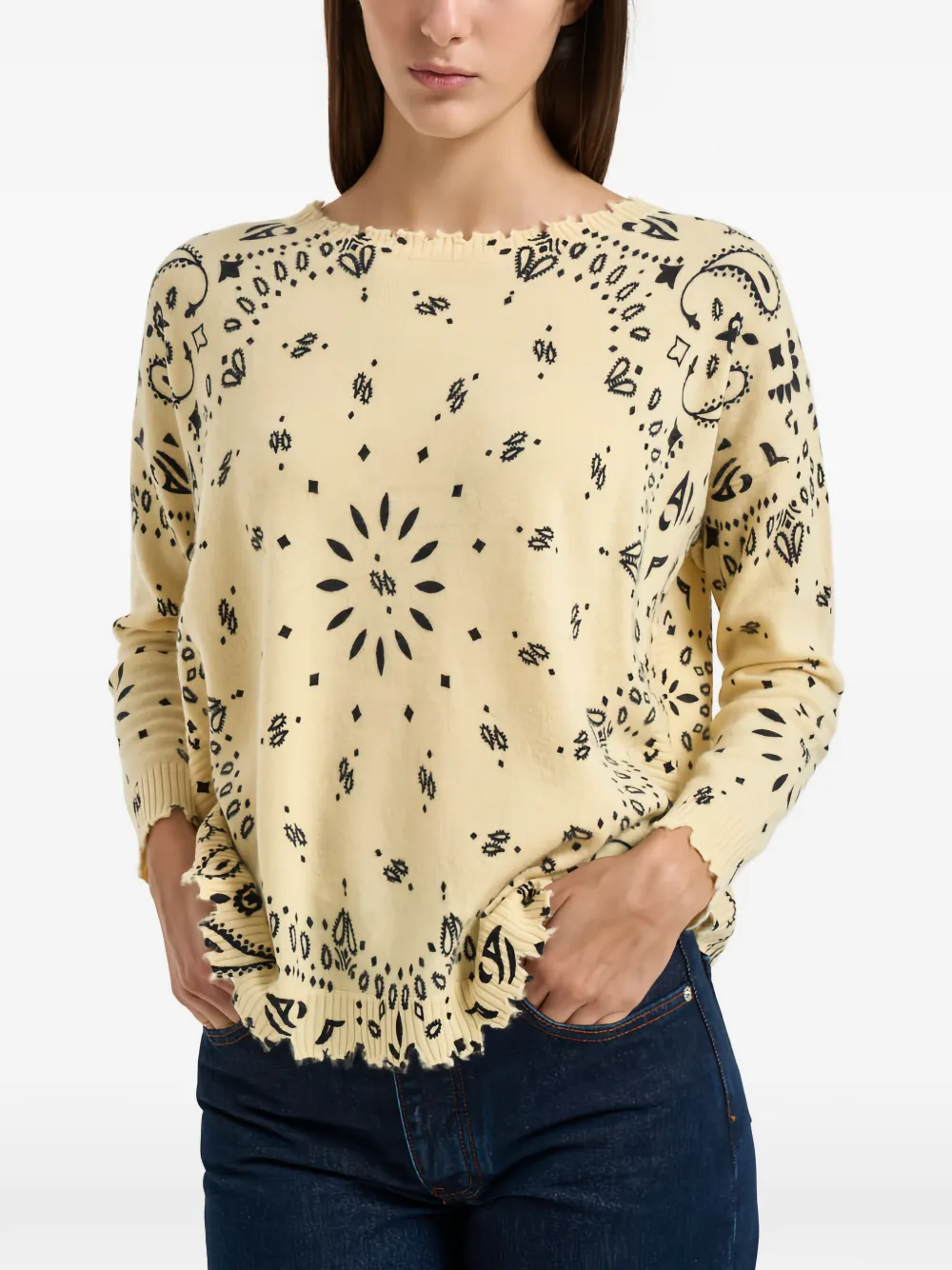 kujten bandana-print distressed sweater - Tons neutres kujten bandana-print distressed sweater - Tons neutres