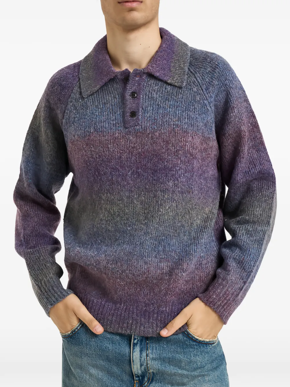 Les Deux knitted raglan-sleeve polo shirt