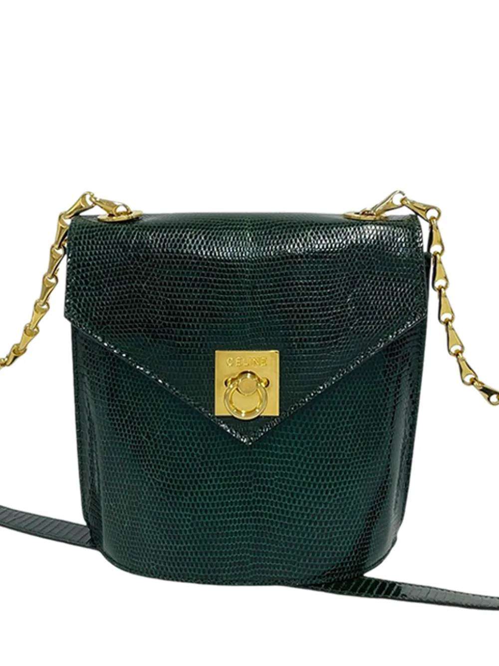 Celine Pre-Owned 20th Century Lizard Embossed Leather crossbody bag - Verde