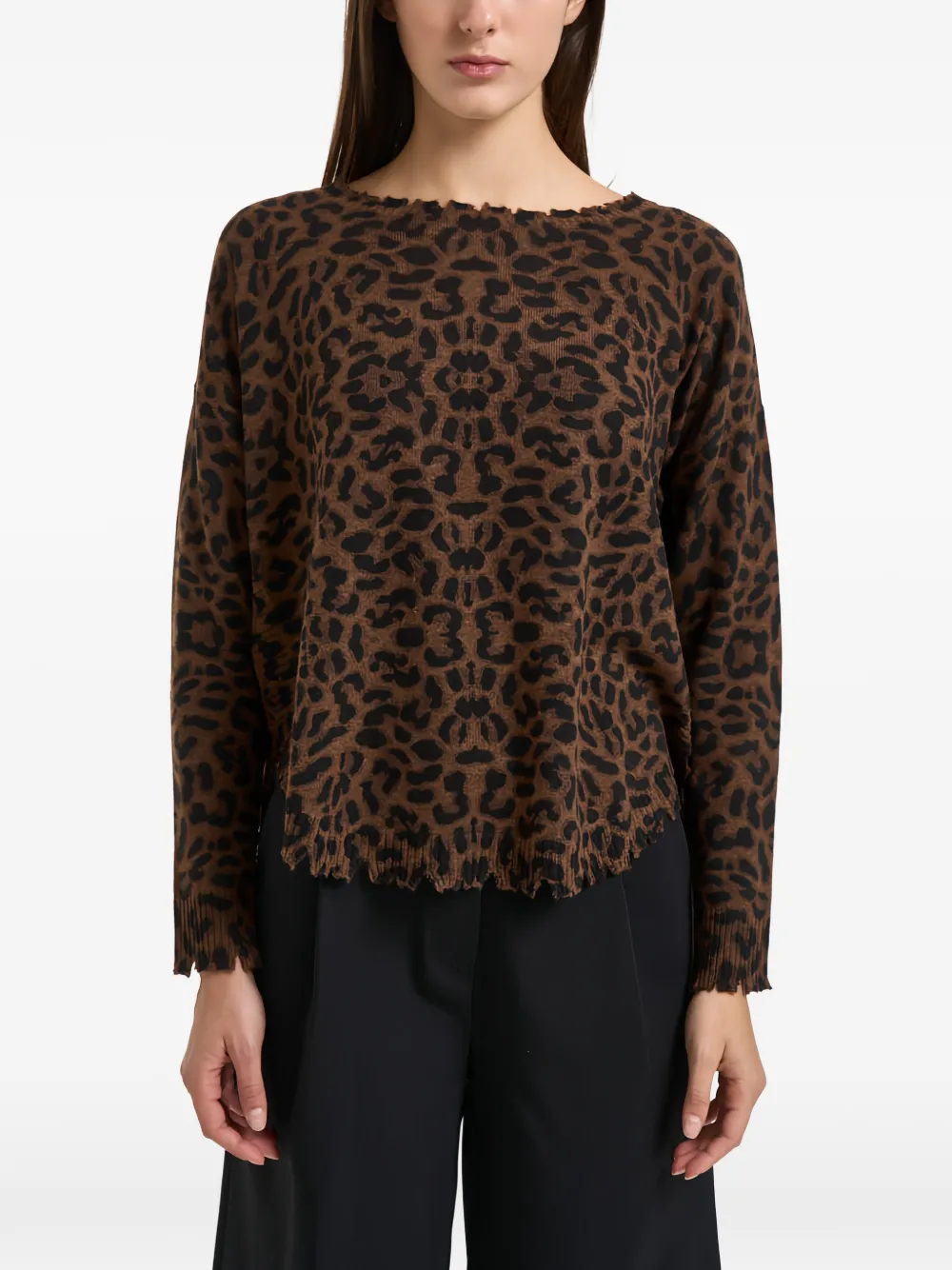 kujten leopard-print distressed sweater - Marron kujten leopard-print distressed sweater - Marron