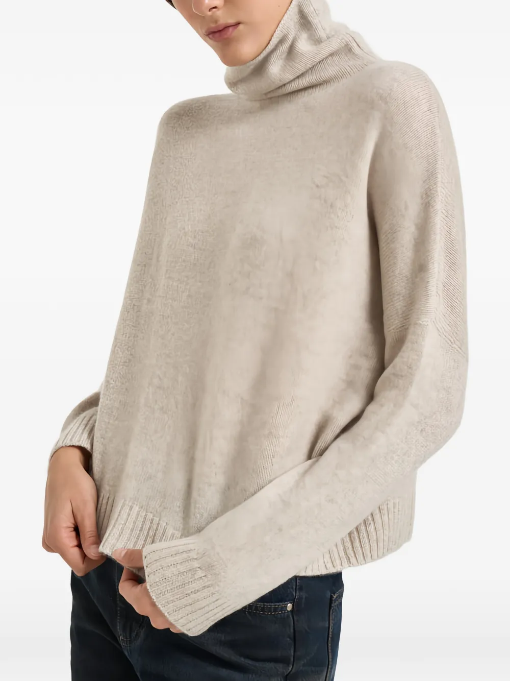 kujten roll-neck drop-shoulder sweater - Toni neutri