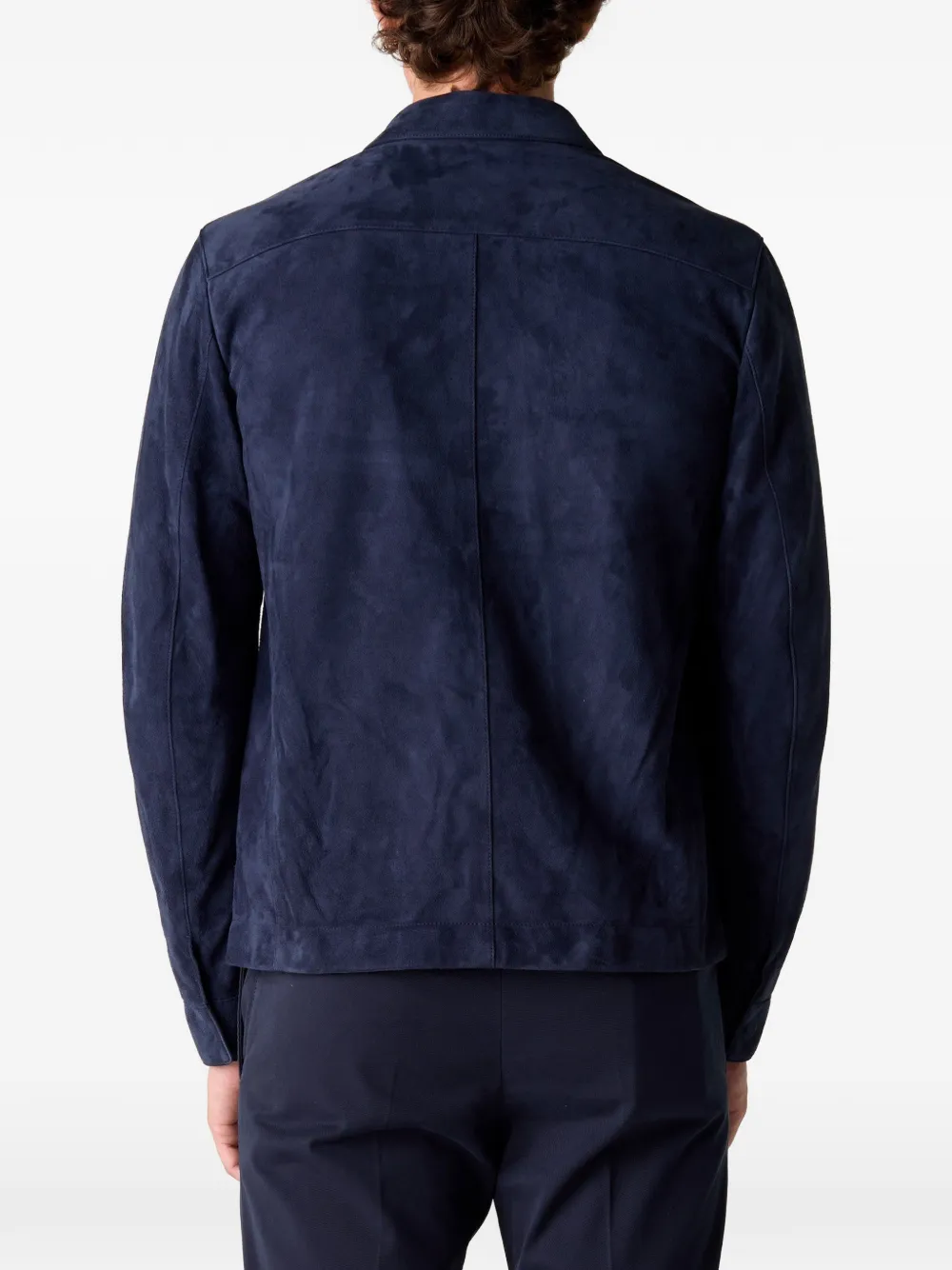 TOM FORD suede-effect flap-pocket shirt jacket Blauw