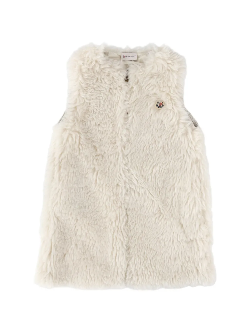 Moncler Enfant faux-fur logo-patch dress Beige