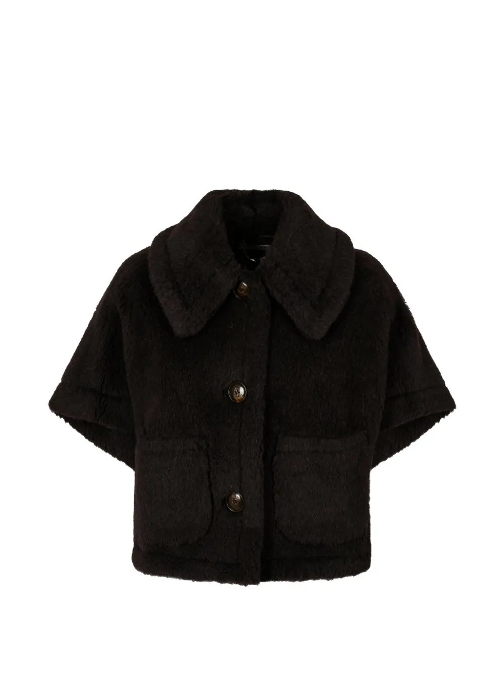 Max Mara oversize-collar short-sleeve coat - Black