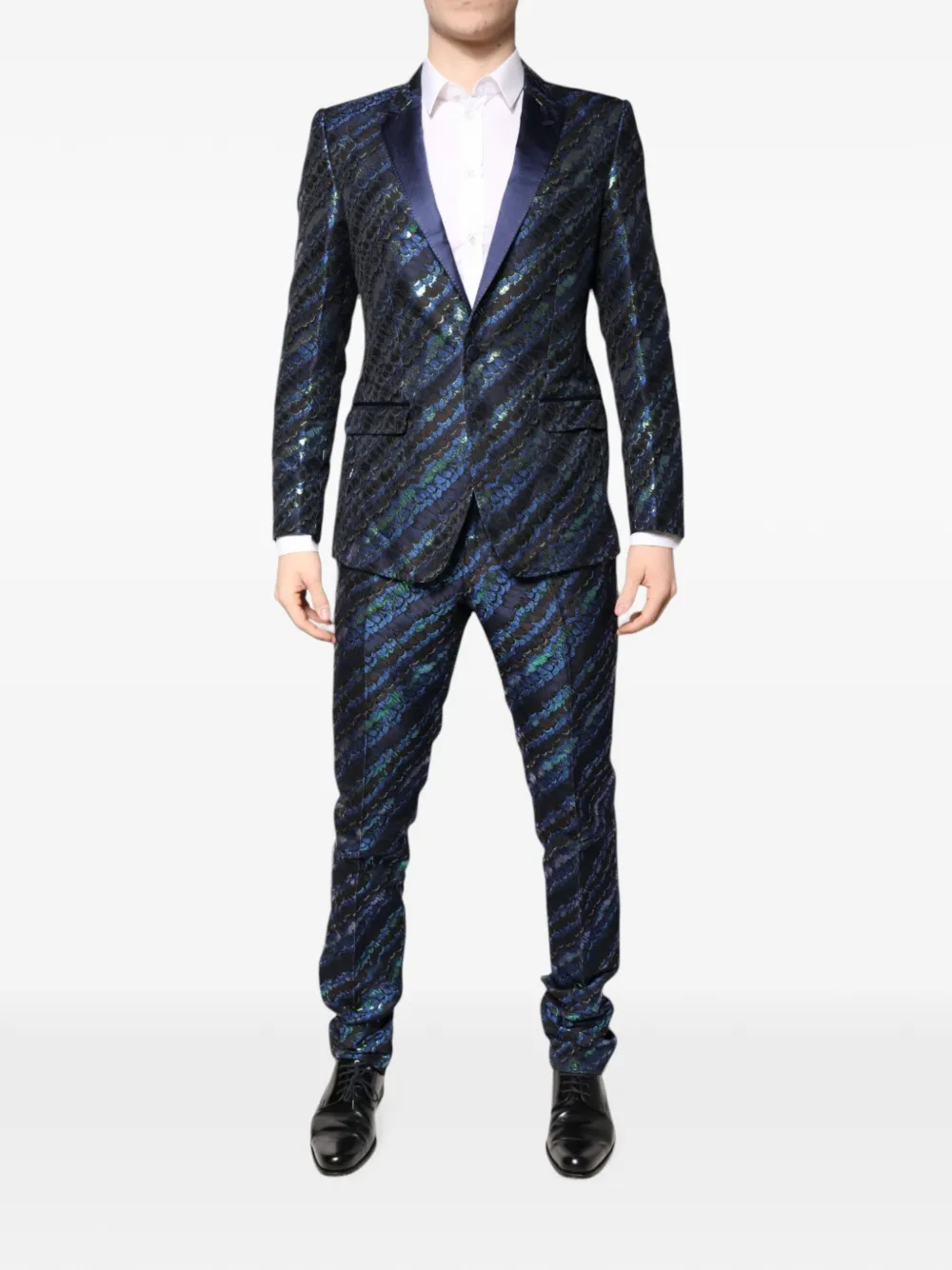 Dolce & Gabbana jacquard notch-lapel suit - Blu