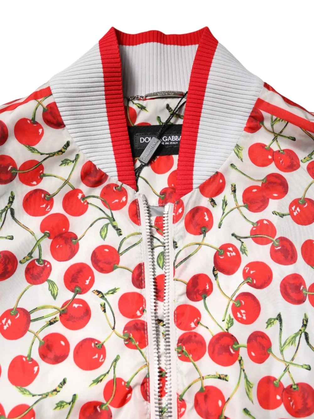 Dolce & Gabbana Bomberjack met kersenprint Beige