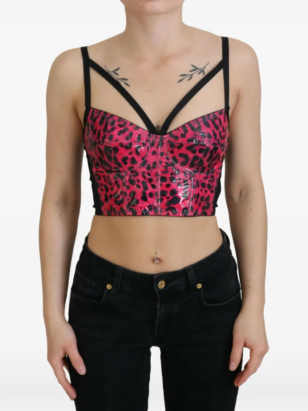 Dolce & Gabbana leopard-print cropped top - Rosa