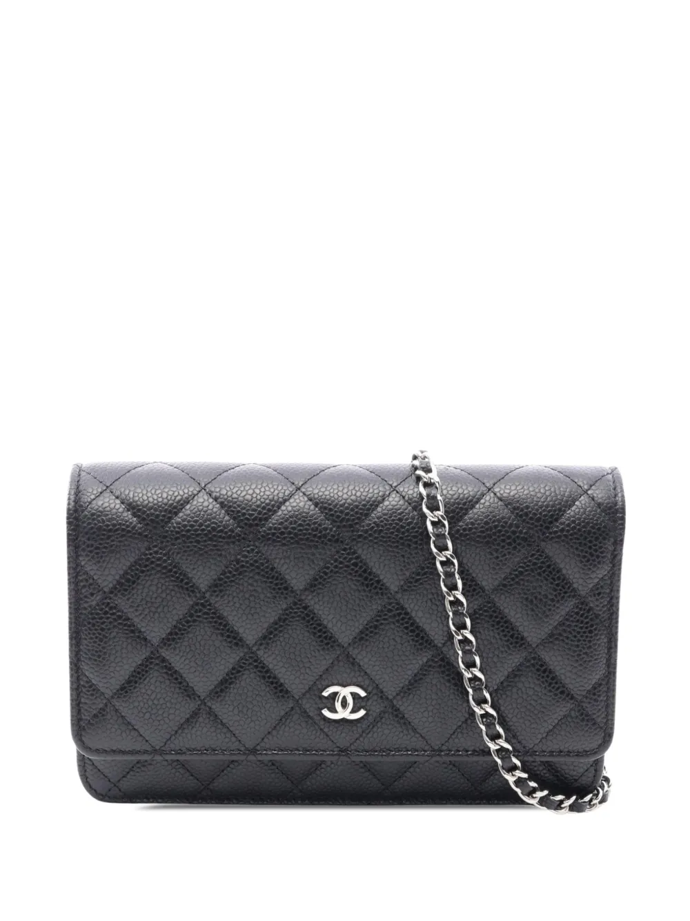 CHANEL Pre-Owned 2019 CC Quilted Caviar Wallet on Chain crossbody bag - Nero