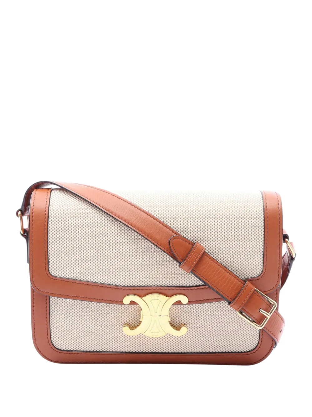 Celine Pre-Owned 2015-2026 Classique Canvas and Calfskin Triomphe crossbody bag - Toni neutri